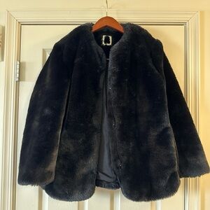 Luxurious Black Faux Fur Coat
